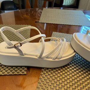 C&M Women's White Strappy Platform Sandals.